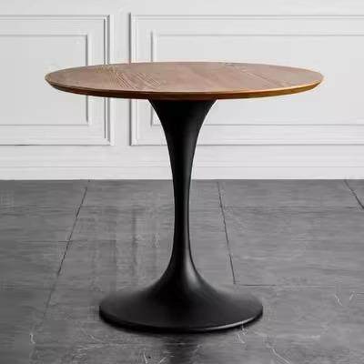 北欧简约实木茶几胡桃木小圆桌家用阳台茶桌郁金香圆形餐桌洽谈桌