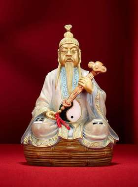 铜欣祥 彩铜三清道祖坐像  三清老祖家居摆件铜工艺品装饰