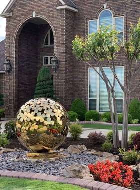 制做各类灯光照明网红雕塑不锈钢圆球雕塑工程厂家深化设计