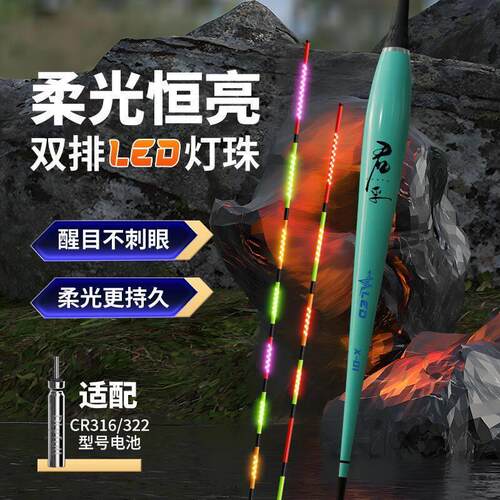 新型夜光漂双排LED灯珠硬尾变色夜光漂日夜两用醒目高灵敏电子漂