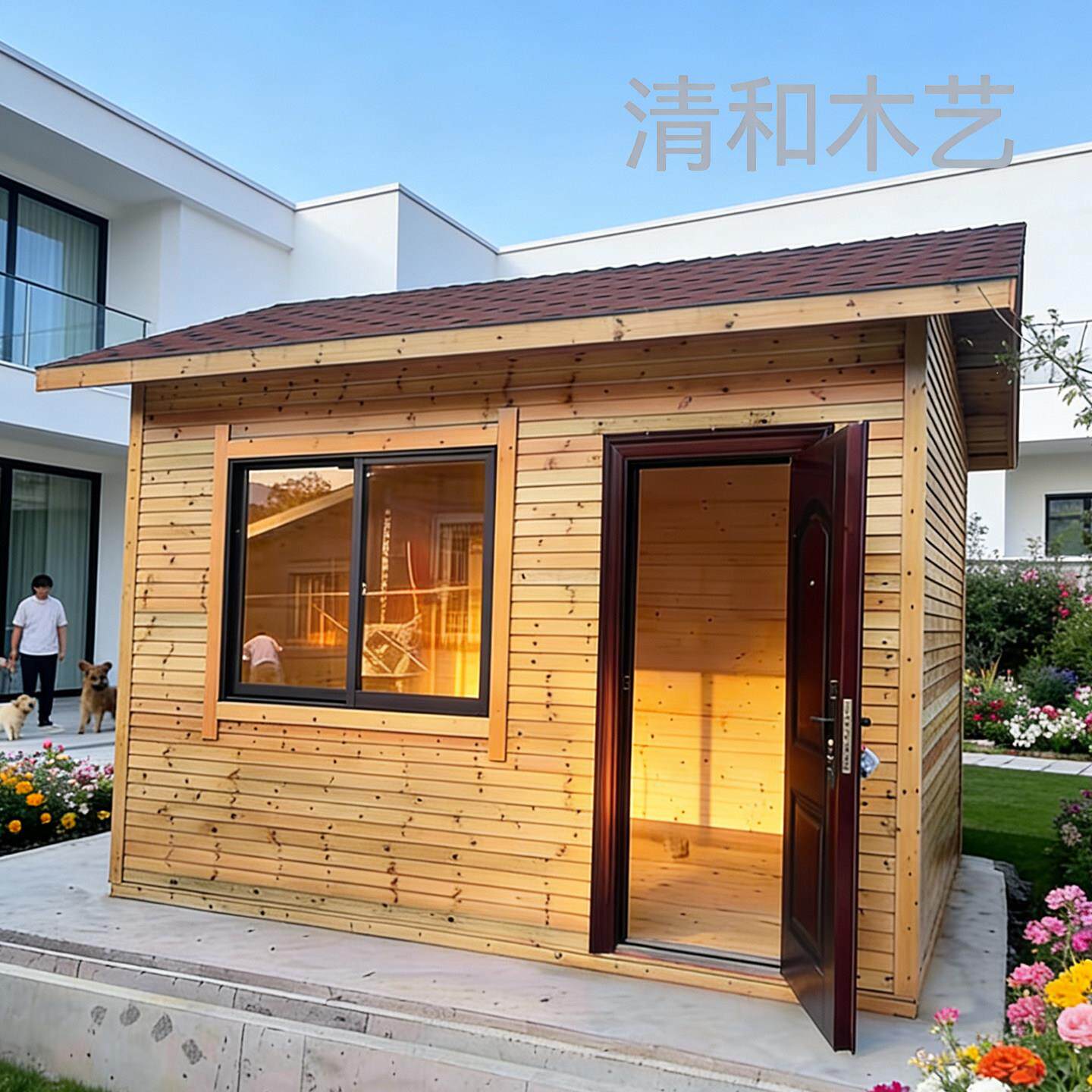 户外防腐木小木屋工具房组装设备岗亭庭院可拆卸移动室外房子定制