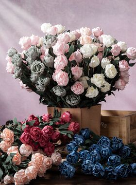 仿真花菲莉玫瑰PE厂家家居装饰婚庆手捧花路引花墙假花MW09918