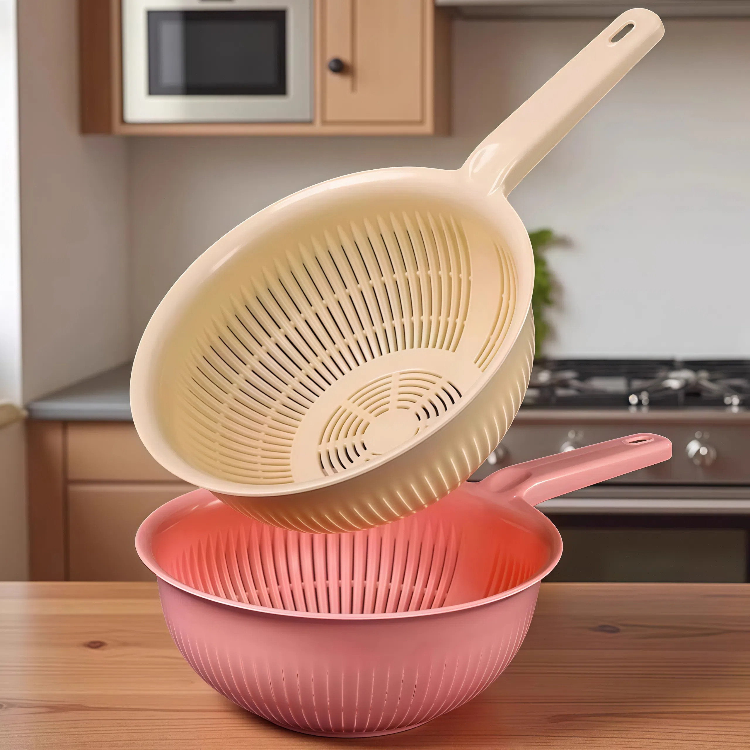 沥水篮特厚带手柄塑料厨房盆篮子沥水箩厨房长柄加厚筛洗滤水盆,收纳整理,挂篮,淘宝优惠券,粉丝福利购,淘宝优惠卷