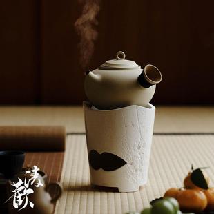 清欢 围炉煮茶家用木炭烧烤碳火炉烧水炉 手工陶泥白泥碳炉 日式