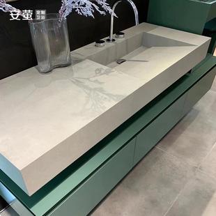 洗漱台 定制岩板浴室柜现代简约洗手脸一体盆组合轻奢卫生间挂墙式