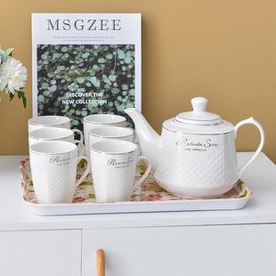 北欧家用陶瓷咖啡杯欧式 下午茶具 小奢华水杯茶杯冷水壶套装 英式