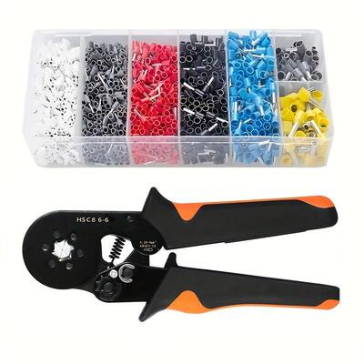 1900pcs HSC8 6-6A压线钳端子组盒套装工具手动冷压钳欧式省力棘
