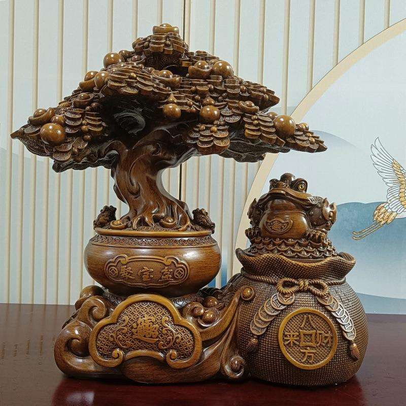招财金蟾发财树摆件客厅办公室前台店铺收银台聚宝盆装饰开业礼物
