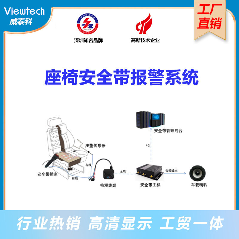 深圳工厂大巴客车校车汽车安全带检测语音提醒系统智能屏幕显示