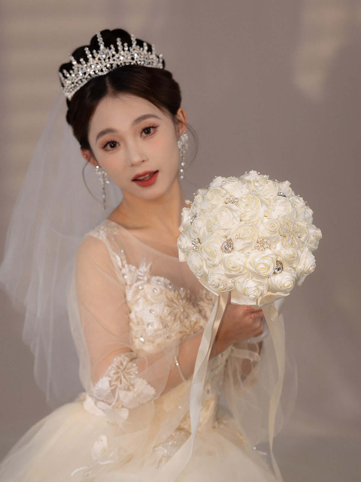 新娘婚纱礼服手捧花DIY材料包彷珍珠花超闪钻石新婚闺蜜结婚礼物