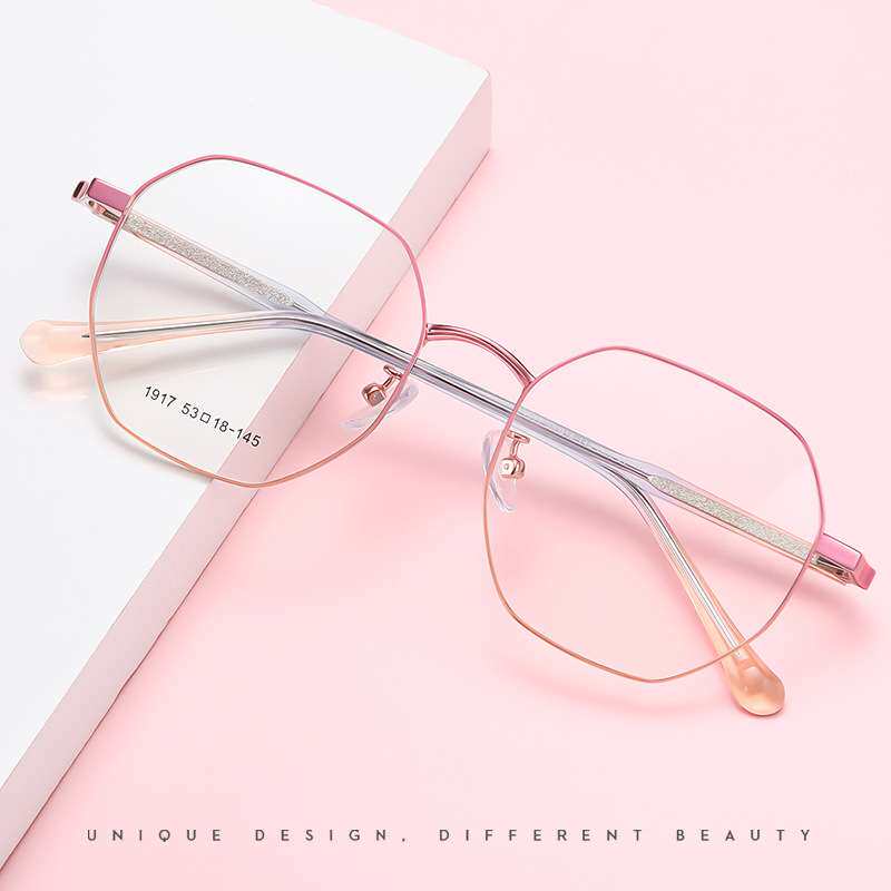 阿莎露新款素颜眼镜框大框显瘦时尚多边形金属镜架可配近视眼镜女