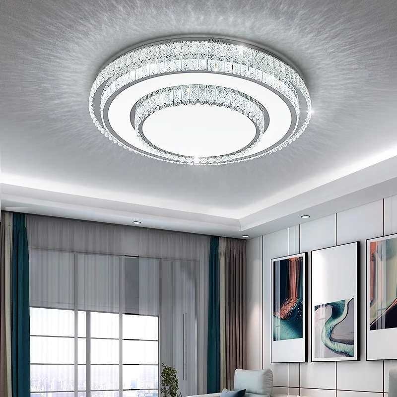 2024款轻奢客厅灯长方LED圆形水晶客厅大厅餐厅主卧室三层吸顶灯