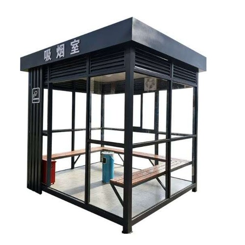 成品吸烟亭室外吸烟亭结构玻璃吸烟室装配式吸烟亭