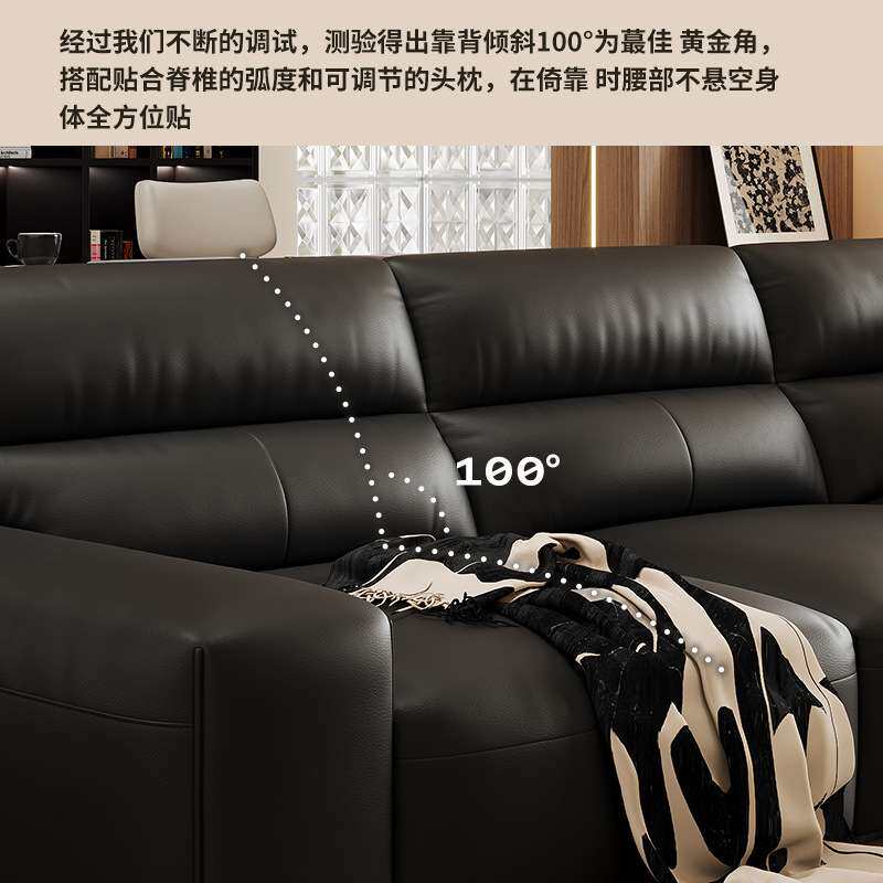 桐语特头层牛皮沙发客厅2026新款大黑牛直排复古风豆腐块真皮沙发