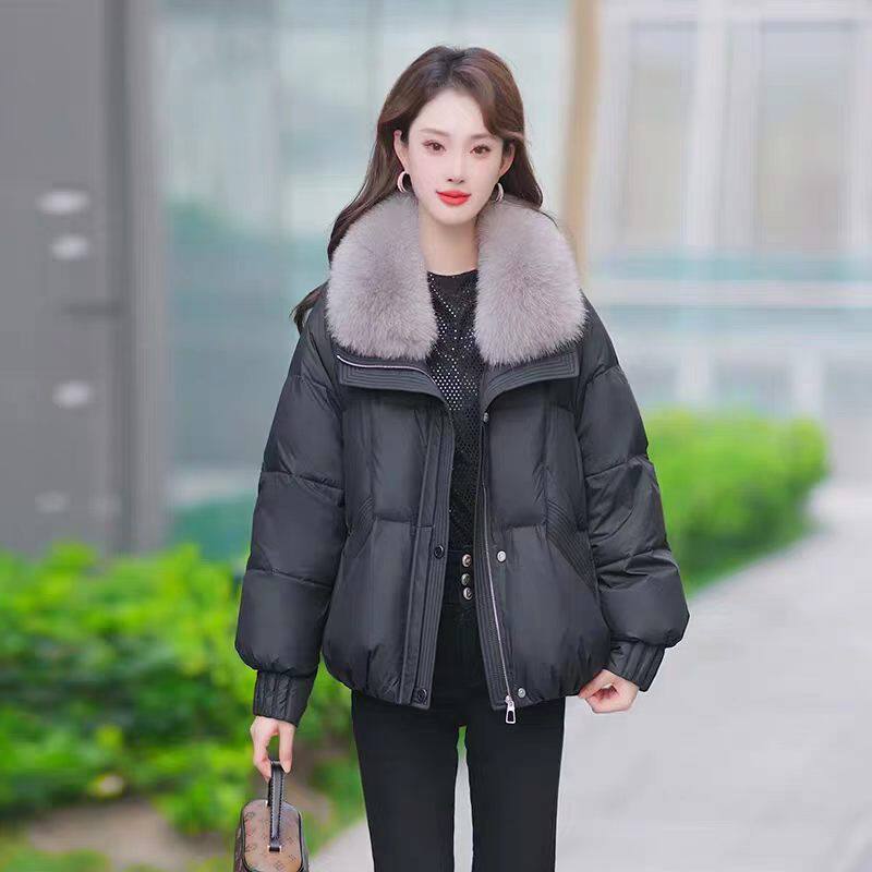 短款大毛领服女年冬季新款时尚棉袄洋气高端小个子棉服外套