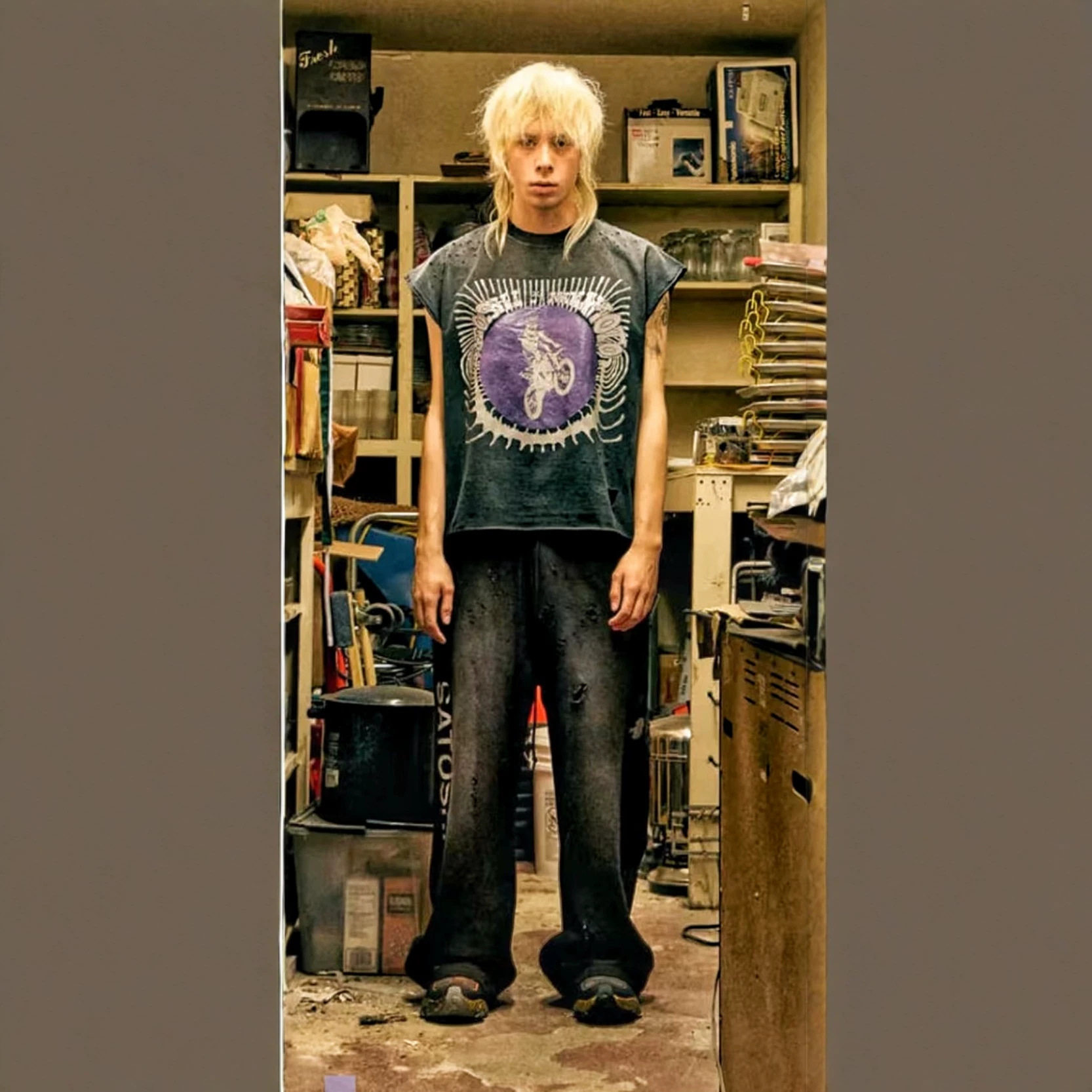 Satoshi Nakamoto Moto Rider Sleeveless Tee 做旧破坏无袖背心