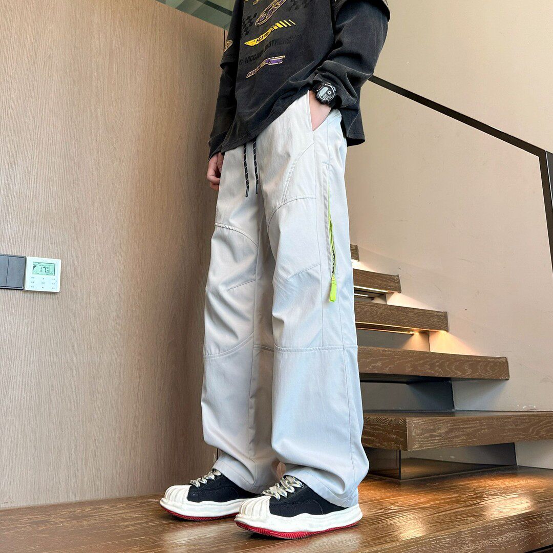 工装风软壳冲锋裤男款春秋季防风防水户外登山裤宽松大码休闲裤子