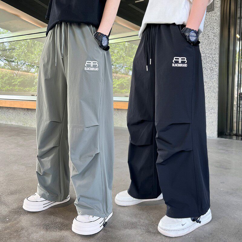男童秋季新款裤子6-15岁儿童防蚊裤男孩休闲垂感阔腿裤长裤潮秋装