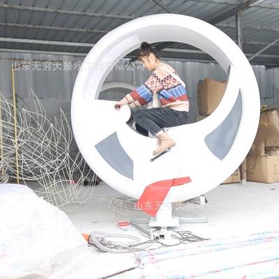 无穷大厂家制作无动力水车发电脚蹬自行车引流摆件道具彩色发光版