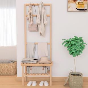 简易衣架实挂木式衣帽架卧室入门衣立服架子JUU地置物架落可坐收