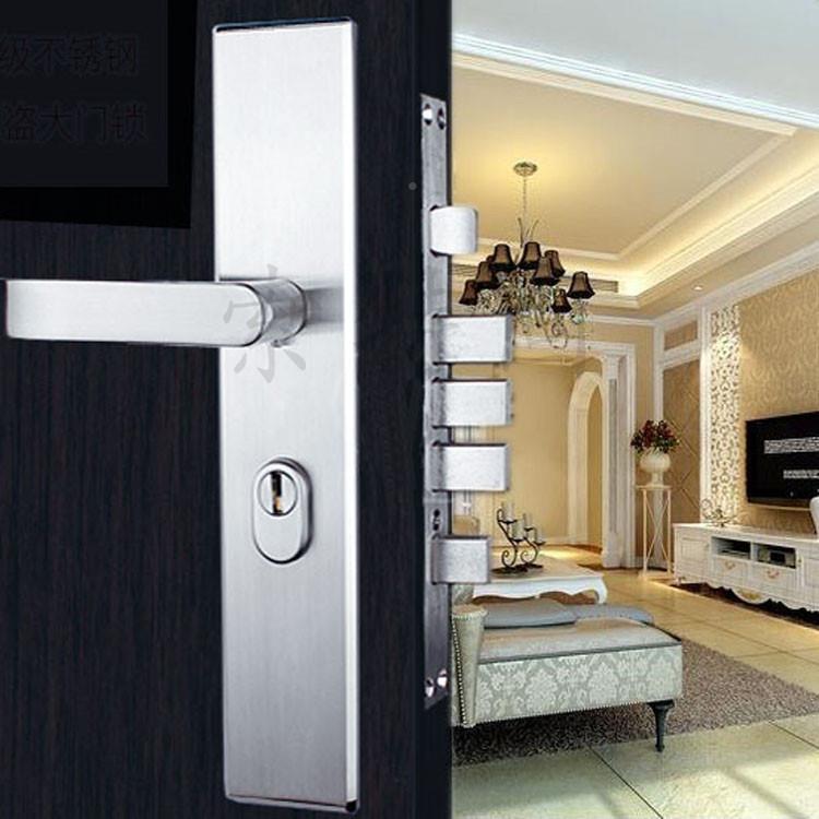 家30门4不钢防盗门锁厂入户锈拉丝机械大门锁VQN双门锁舒适把手