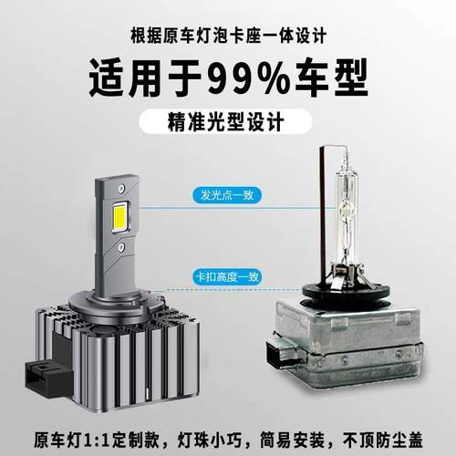 双铜管汽车led大灯直插式D2EIMRR/D2Sled灯泡D4灯/D4改S车装汽车