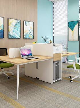 员工公桌约现代组YPL合屏风卡简座办人4人工作位四位职员桌含柜