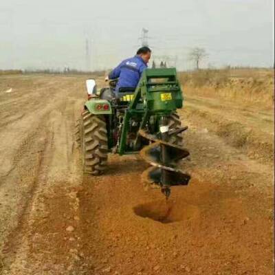 后拉机带14140打眼机果园棚打桩立柱挖孔设备大四轮置挖拖坑种植