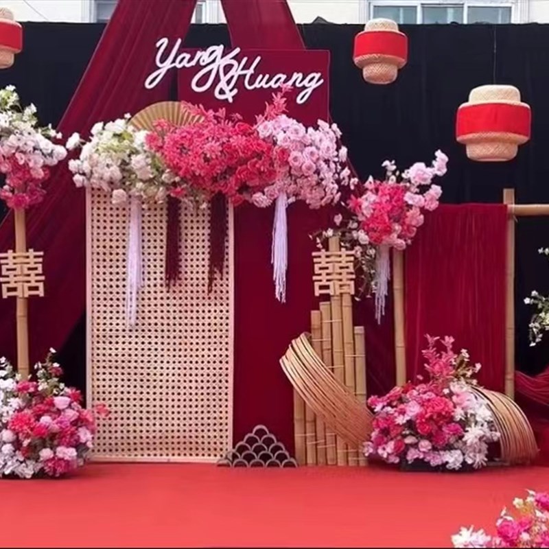 新中式婚礼竹编灯笼中国风灯罩复古竹子餐厅火锅店吊灯