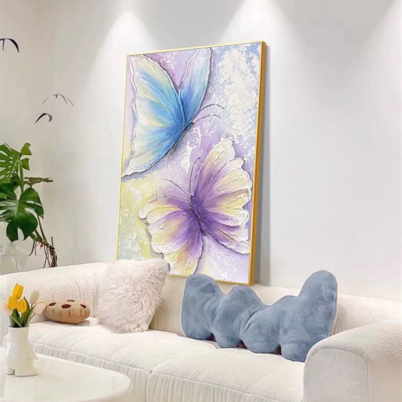 肌理画立体石英砂蝴蝶手绘油画简约大幅客厅挂画餐厅背景墙装饰画图片