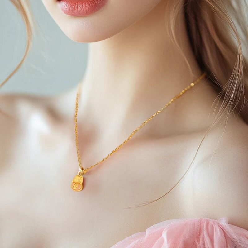 大英博物馆项链招财猫粉水晶幸运项链送女生朋友闺蜜生日礼物