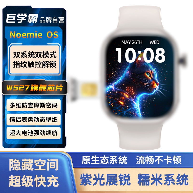 【W527旗舰芯片】华强北多功能手表5G全网通可插卡WIFI蓝牙指纹解锁双系统摩斯密码可下载可快充智能电话手表