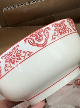 湘菜小炒餐具红色陶瓷深碗农家乐传统老式小炒碗浅碗餐具