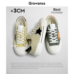 平底运动休闲系带浅口滑板鞋 高梵诗星星帆布鞋 松糕底板鞋 女鞋 夏季