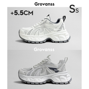 高梵诗女鞋早春厚底老爹鞋女款增高网面透气运动休闲鞋百搭松糕鞋