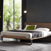 北欧全实木黑胡桃木双人床樱桃木原木1.5米1.8米现代简约卧室家具