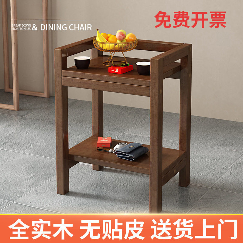 全实木茶水柜棋牌室专用实木麻将桌茶几小边几置物架可移动茶水架
