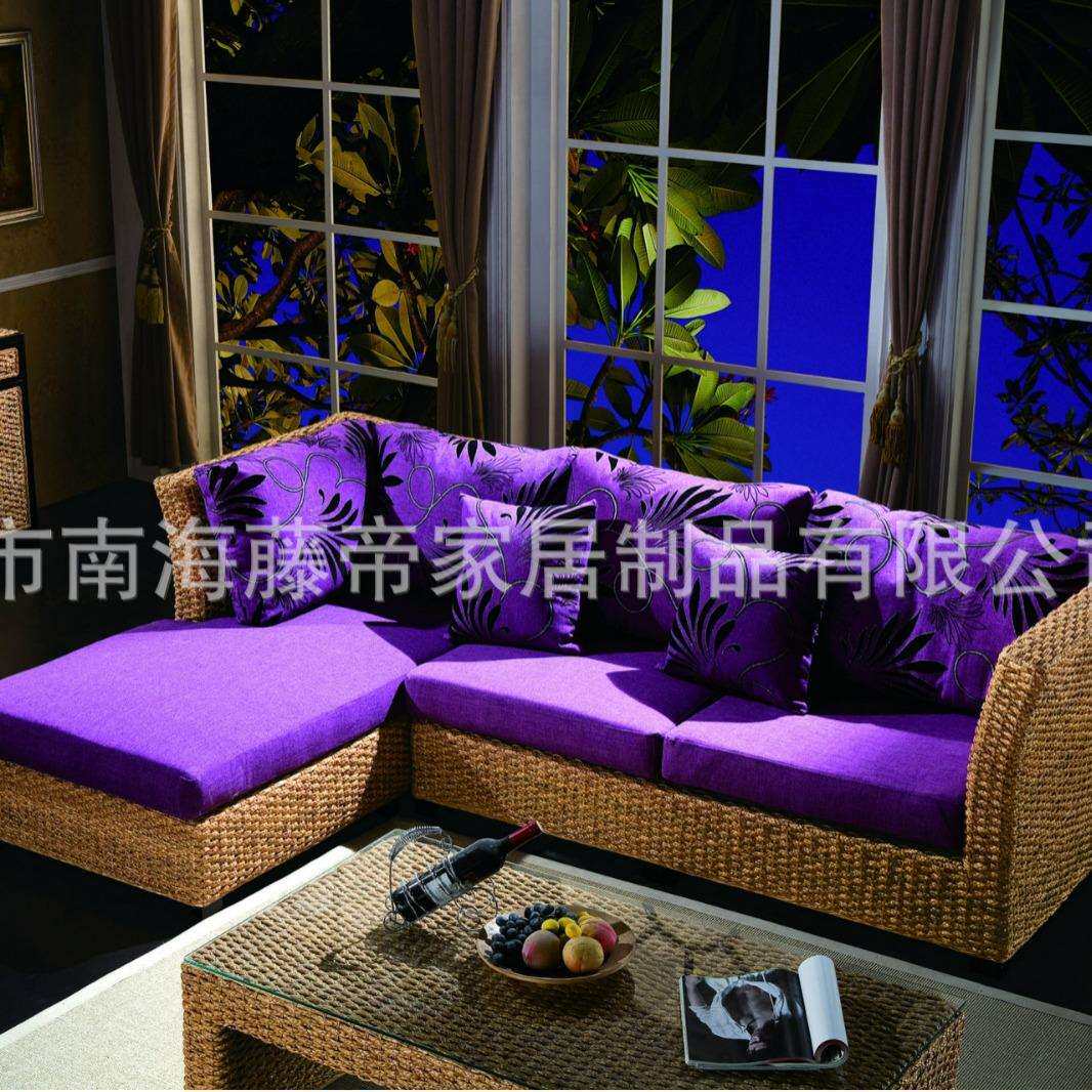 天然藤编布艺沙发直销藤编家具客厅沙发酒店沙发配套组合