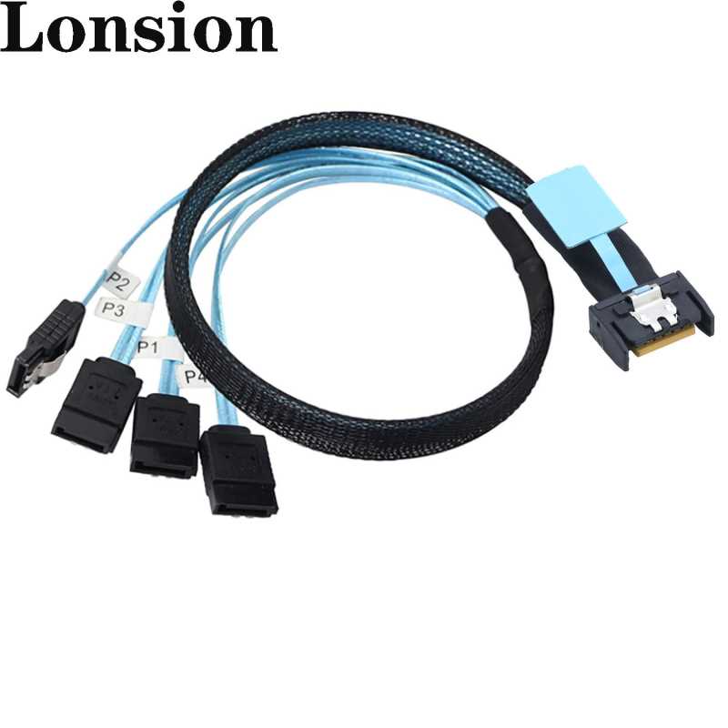 SlimSAS 8654 MCIO 4I(38P)转4个sata PCIE5.0服务器数据连接线