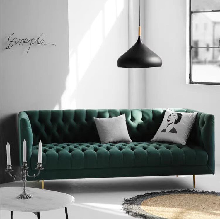 美式乡村拉扣三人位布艺沙发北欧小户型客厅双人简约酒店组合沙发