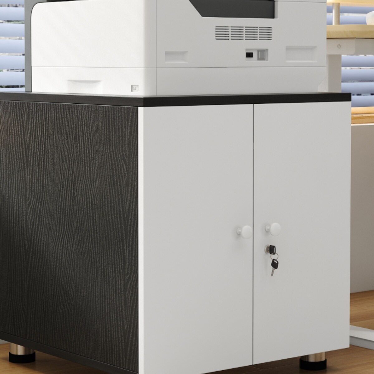 打印机柜子落地A3复印机工作台放置柜移动矮柜带轮大型打印机底L&