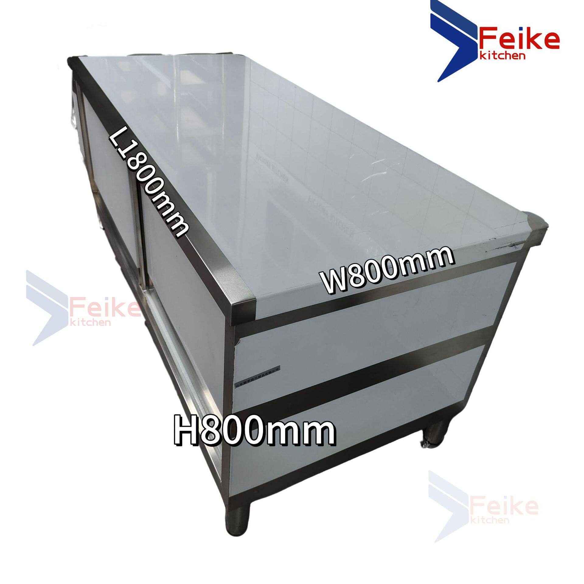 180*80*80重工热销不锈钢操作桌拉门工作台带抽屉柜