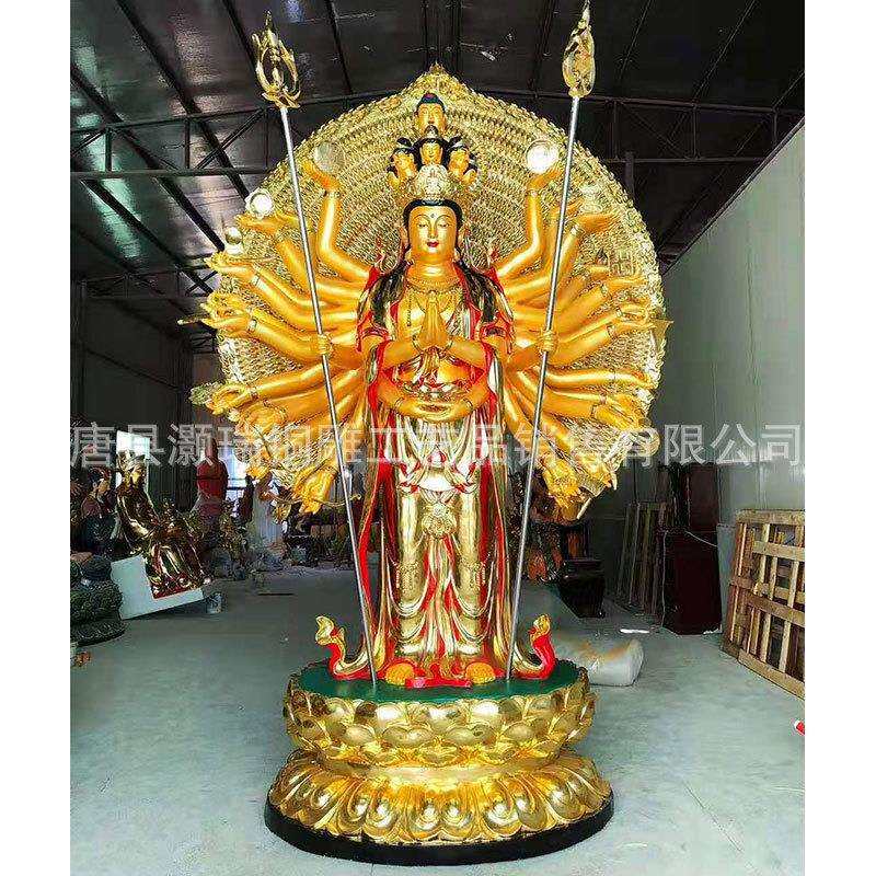 现货西方三圣铜像高度1.08米观世音大狮子释迦摩尼铜像生产厂