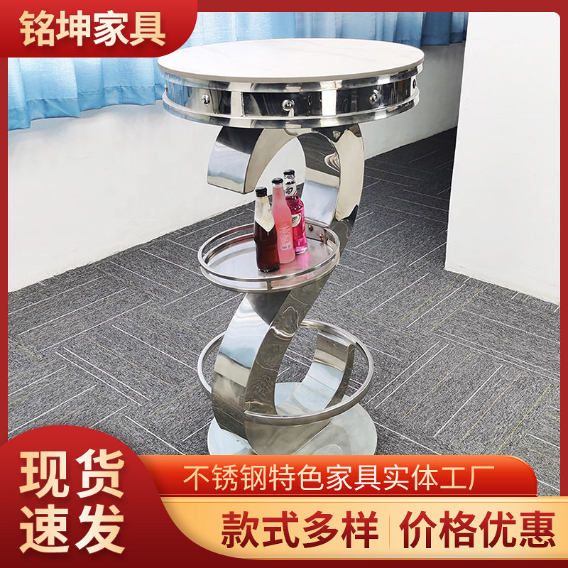 华群轩|现代简约不锈钢吧台桌家用靠墙长条高脚桌规格款厂家