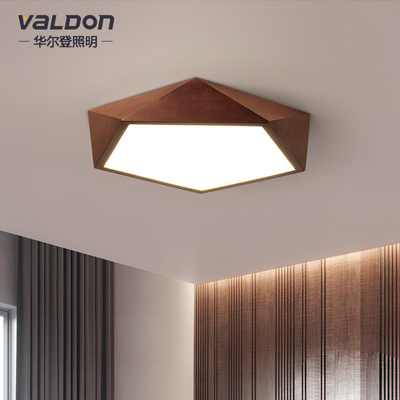 北欧led吸顶灯现代简约创意个性卧室灯主卧房间灯客厅几何实木灯