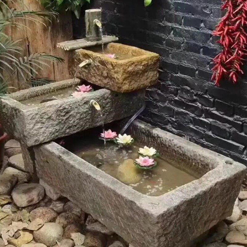 批发庭院花盆养鱼水池石槽民宿老石槽流水景观摆件民间猪槽牛槽
