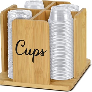 竹制杯盖收纳盒隔层分量杯盖支架餐厅用品酱汁杯架收纳