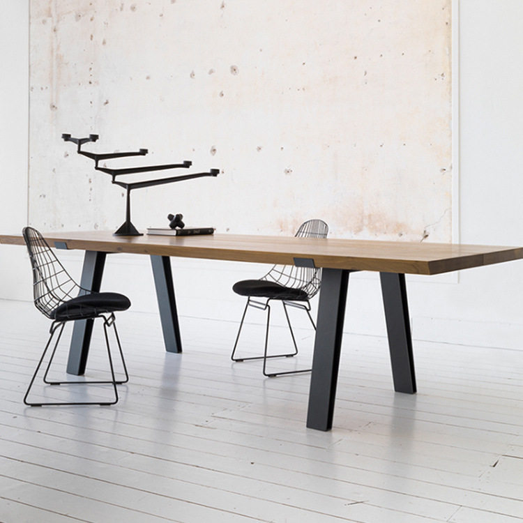 北欧实木办公桌 简约长方形多人位办公会议桌椅组合工作室培训桌