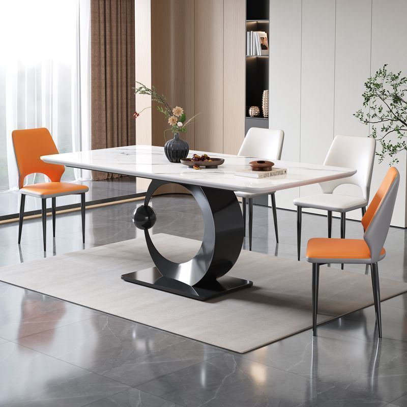 岩板餐桌椅组合现代简约设计高端家用客厅简约餐桌艺术品轻奢意式