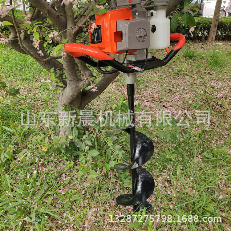 螺旋种树挖坑机 汽油手推独轮打洞机小型地钻机